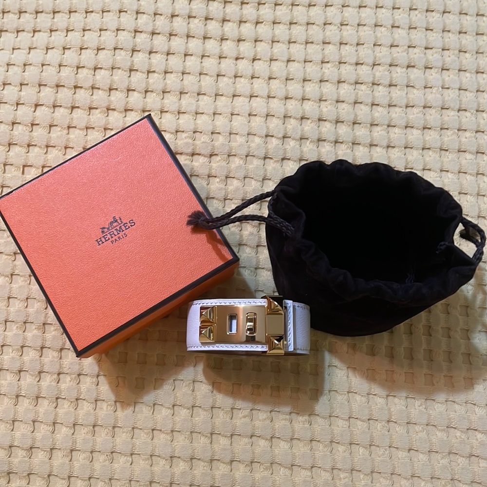 Hermes Collier de Chien 24 swift leather Nata color with gold hardware size T3